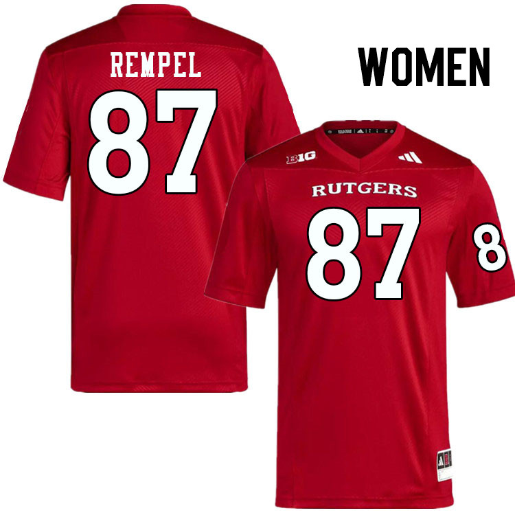 Women #87 Liam Rempel Rutgers Scarlet Knights 2024 College Football Jerseys Stitched-Scarlet